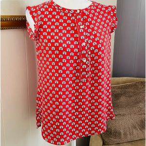LOFT sleeveless blouse with daisy flower print